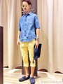 デニムハナガラソウptシャツ5LS/ブルー