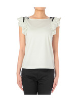 フリルボーダーカットソー/グリーン系(321)