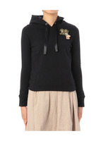 ワッペンリボンつきプルオーバーパーカー/ブラック(019)