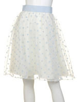 オーガンジードットフロッキースカート/LTブルー