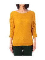 バックリボン使い七分袖ドルマンニット/イエロー系(033)