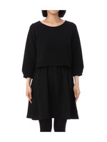 ボーダー異素材ドッキングワンピース/ブラック(019)