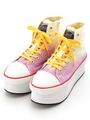 厚底レースアップスニーカー/YELLOW COMBI