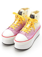 厚底レースアップスニーカー/YELLOW COMBI
