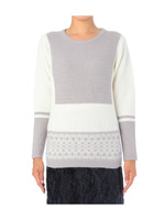 配色ジャカードニットプルオーバー/グレー(512)