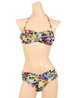 【nuckle market second story】3段フリル アクセサリー付 バンドゥブラ/パープル