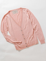 シルクカシミヤVネック カーディガン/ピンク