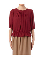 プリーツ袖シフォンカットソー/レッド系(063)