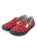 レオパード柄メタルパーツ付きスリッポン/レッド系(763)
