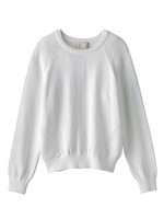 [L]ウエスト切り替えクロップドコットンニット/イエロー系(033)