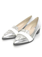 【REZOY】ポインテッドトゥLOWヒールローファー/ホワイトエナメル