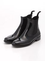 【ROSE BUD】OXFORD PVC WING TIP SIDE GORE SHORT RAIN BOOTS/BLACK