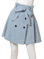 ウエストリボンタックデニムスカート/ブリーチ