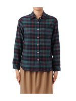 チェック柄ワンポケットネルシャツ/ブルー系(293)