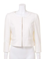 ノーカラーローズブレードジャケット/白