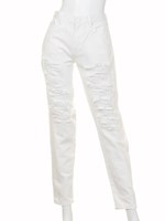 ロングクラッシュストレートデニム/WHT