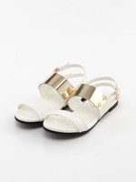 【GDS】 シンプルメタルプレートフラットサンダル/オフホワイト