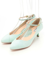 【PURE SOEUR】チューリップカットアンクルストラップ取り外しパンプス/ミント