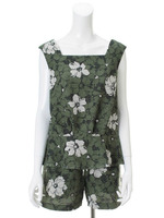 【石田ニコルさん着用】ラッセル花柄ぺプラムプルオーバー/カーキグリーン