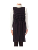 ストライプ切り替えノースリーブワンピース/ネイビー(393)