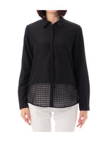 裾レース切り替えシャツ/ブラック(019)