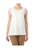 袖レースタンクトップ/ホワイト(004)