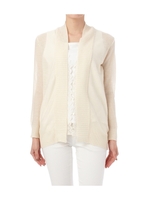 麻混レースニットカーディガン/ホワイト(003)