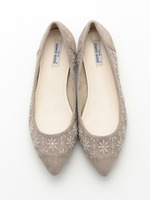 【PURE SOEUR】レース切り替えポインテッドフラットシューズ/ベージュ