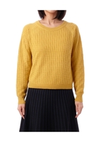 ジグザグ編みクロップドニット/イエロー系(033)