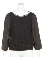 ビジュー付きレース/ブラック