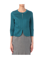 フック留めノーカラージャケット/グリーン系(023)