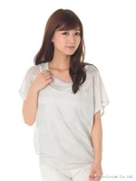 メッシュラメ入りボーダートップス/ホワイト