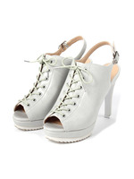 レースアップヒール/グレー