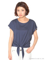 裾結びTシャツ/シロ