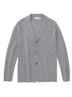 総針ゴム編み ニットカーディガン/ダークグレー(013)