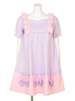GINGHAM CHERRY ONE-PIECE/LAVENDER