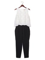 JPDF　レース　ノースリーブ　オールインワン/NAVY