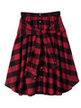 [L]ウエスト巻きデザインチェックスカート/レッド系(262)