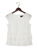 ★JOC布帛×カットティアードブラウス/WHITE