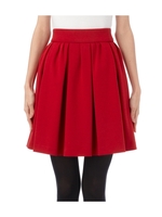 ひざ丈ボリュームフレアスカート/レッド(062)
