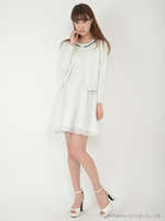 ダブルリブニットカーデ/グレー