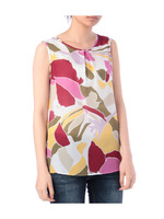 フラワー柄シルク混ノースリーブブラウス/ライトブルー(191)