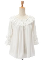 フリルカラーカットソーチュニック/グレー