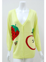 フルーツインターシャ  ニットカーデ/YE