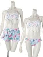 ミドリフフリンジキャミハナガラビキニ/ピンク