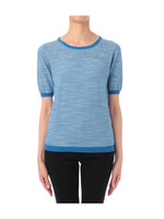 ラウンドネックピンボーダープルオーバー/ブルー系(392)