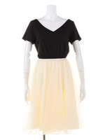 【DUO】 無地×チュールドッキングOP/ブラック