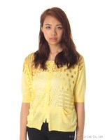 オパールプリントニットカーディガン/イエロー