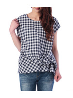 ギンガムチェックブラウス/ネイビー(293)