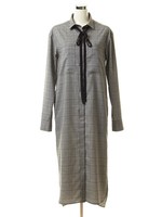 グレンチェックシャツワンピース/ブラウン